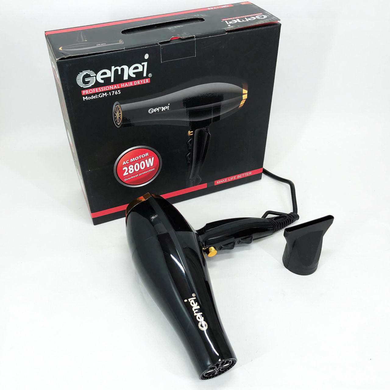 Фен Gemei GM-1765 Профессиональный фен для волос две скорости и три режима для сушки и укладки волос