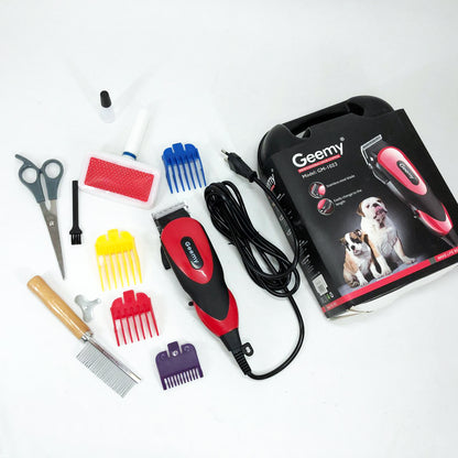 Машинка Gemei GM-1023 для стрижки животных с 4 насадками для любого типа шерсти + ножницы и расческа-гребешок