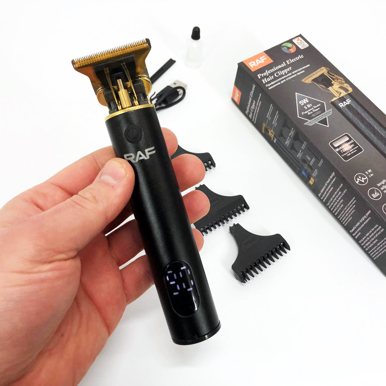 Триммер RAF R.437 для стрижки волос и бороды аккумуляторная