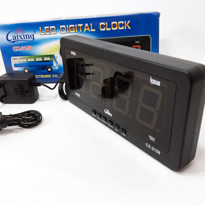 Часы электронные Caixing CX 2159 12В 220В Настольные Настенные Будильник Черный корпус Зеленые цифры