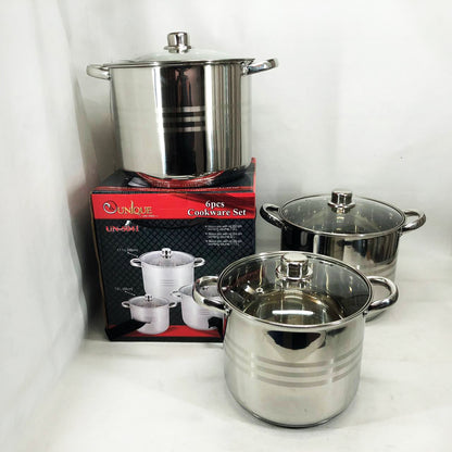 Набор больших кастрюль Unique UN-5041 из нержавеющей стали 5-ти слойным дном с крышками