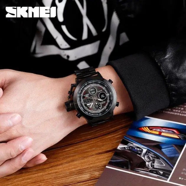 Часы наручные мужские SKMEI 1515BK BLACK, часы наручные электронные тактические. Цвет: черный