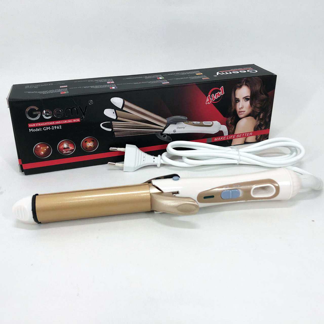 Выпрямитель для волос GEMEI GM-2962 4в1, плойка утюжок выпрямитель, профессиональный утюжок