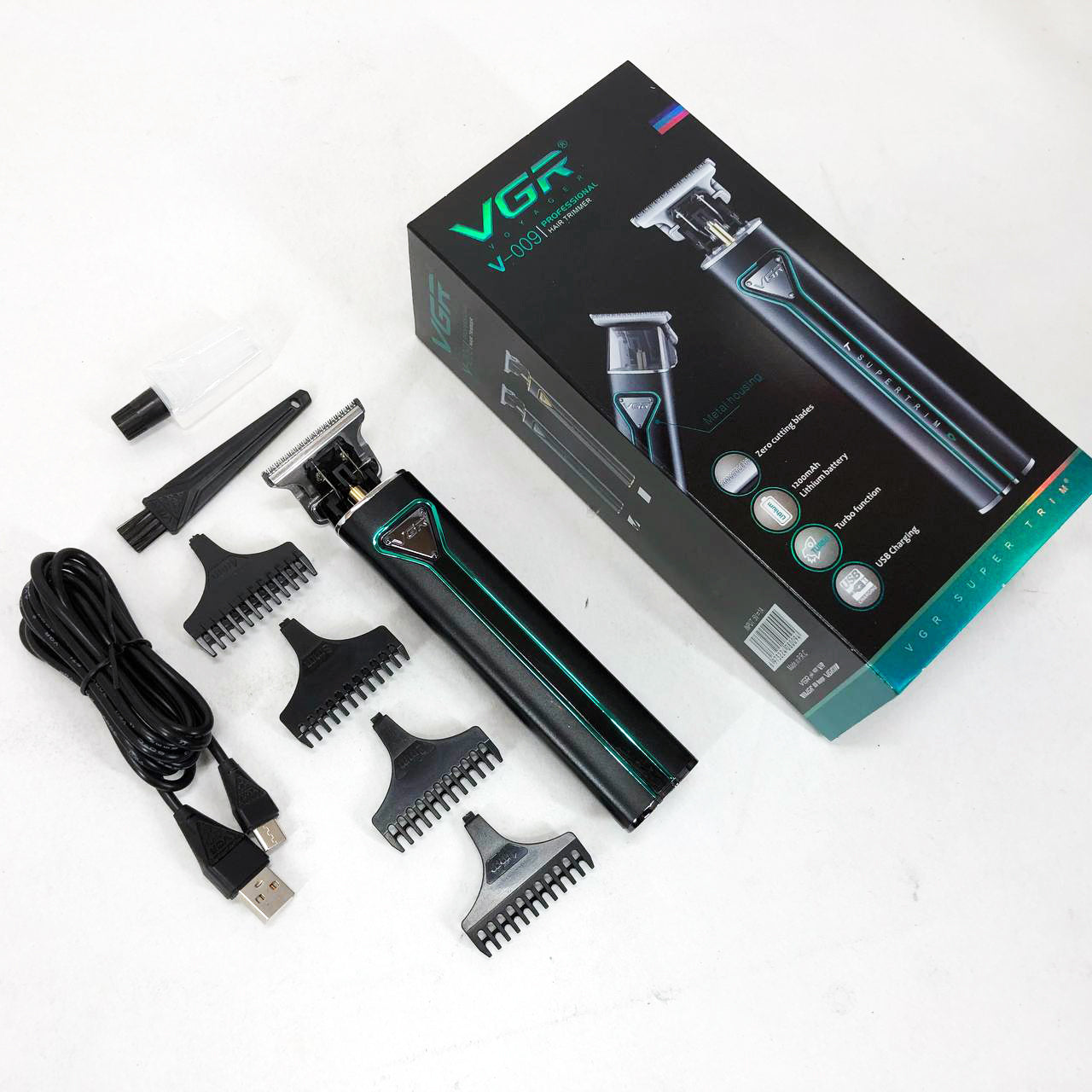 Профессиональная аккумуляторная машинка для стрижки волос VGR V-009 триммер для бороды и усов