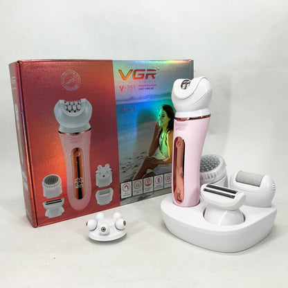 Эпилятор VGR 5 в 1 V-751, 5 насадок. Цвет: розовый