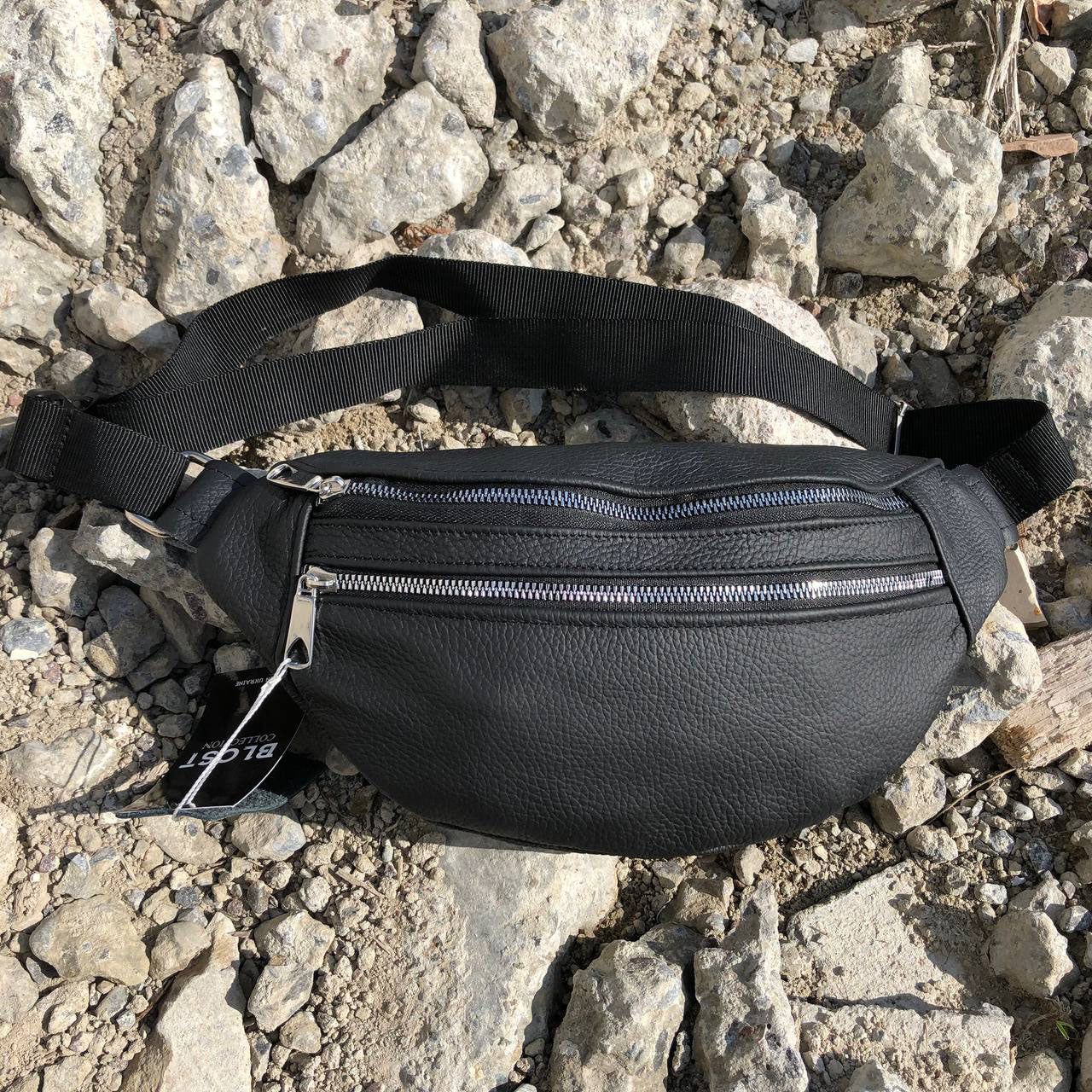 Качественная бананка из натуральной кожи, сумка мужская - женская кожаная барсетка.