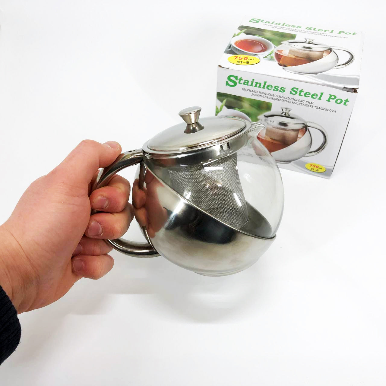 Стеклянный заварник с сетчатым фильтром UNIQUE UN-1162 0.75 л Удобный заварочный чайник из стекла с ситом