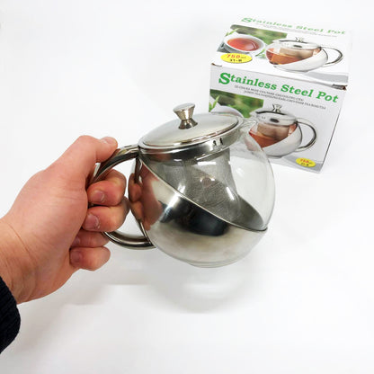 Стеклянный заварник с сетчатым фильтром UNIQUE UN-1162 0.75 л Удобный заварочный чайник из стекла с ситом