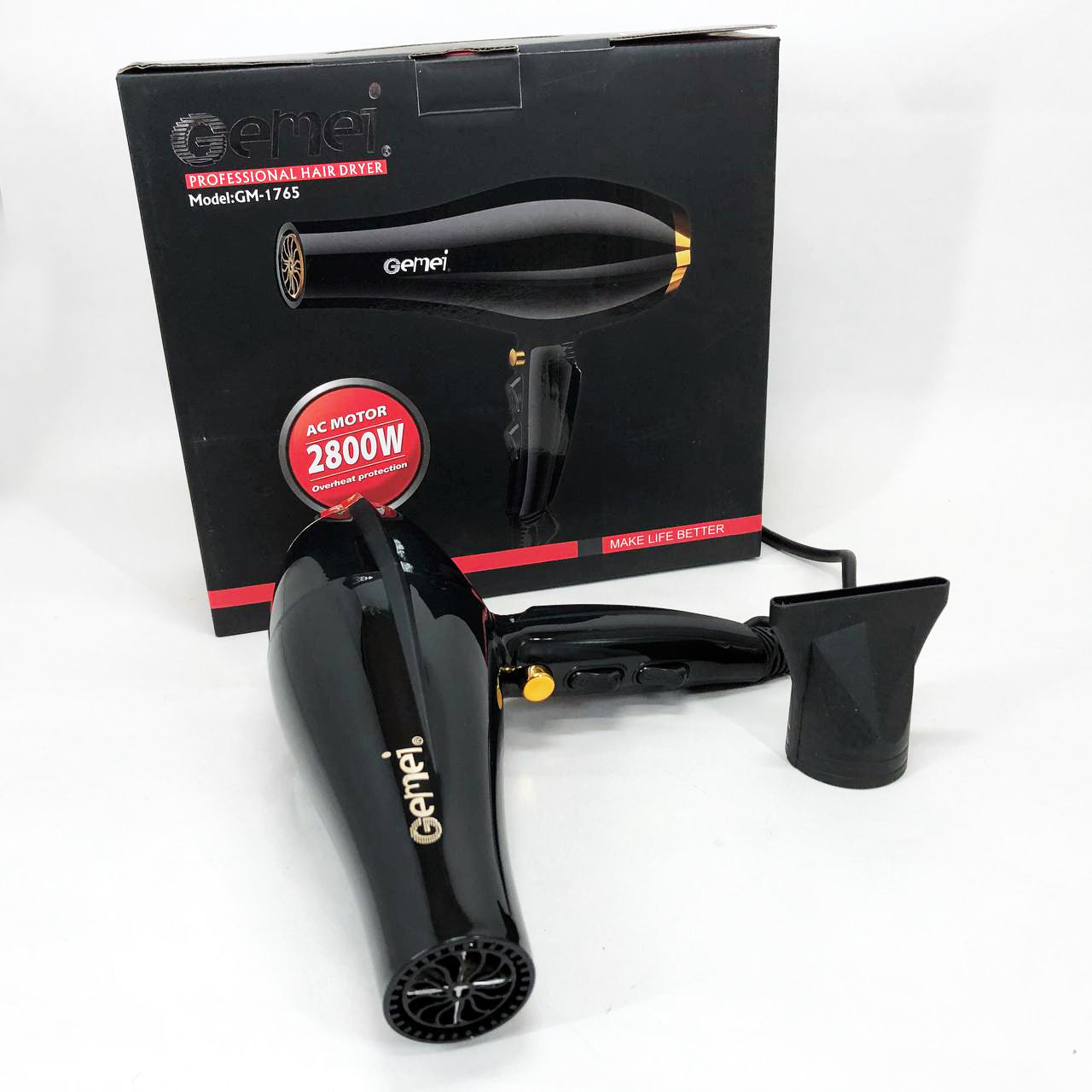 Фен Gemei GM-1765 Профессиональный фен для волос две скорости и три режима для сушки и укладки волос