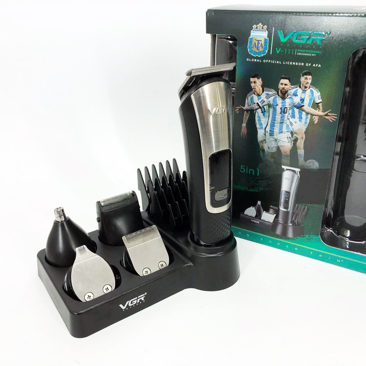 Набор для стрижки VGR 5 в 1 V-111, 9 насадок, Аккумуляторный универсальный триммер для стрижки