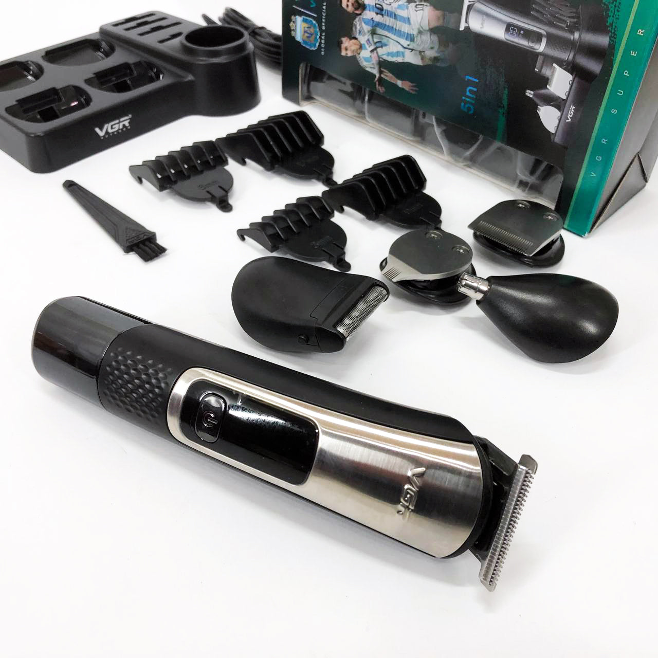 Набор для стрижки VGR 5 в 1 V-111, 9 насадок, Аккумуляторный универсальный триммер для стрижки