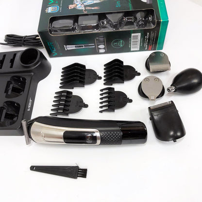 Набор для стрижки VGR 5 в 1 V-111, 9 насадок, Аккумуляторный универсальный триммер для стрижки