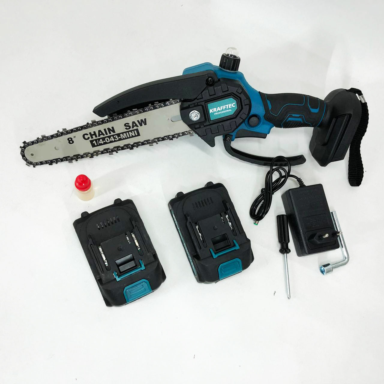 Ручна садова електропилка, Міні-ланцюгова пилка для дачі, Акумуляторна ланцюгова пилка з подачею мастила