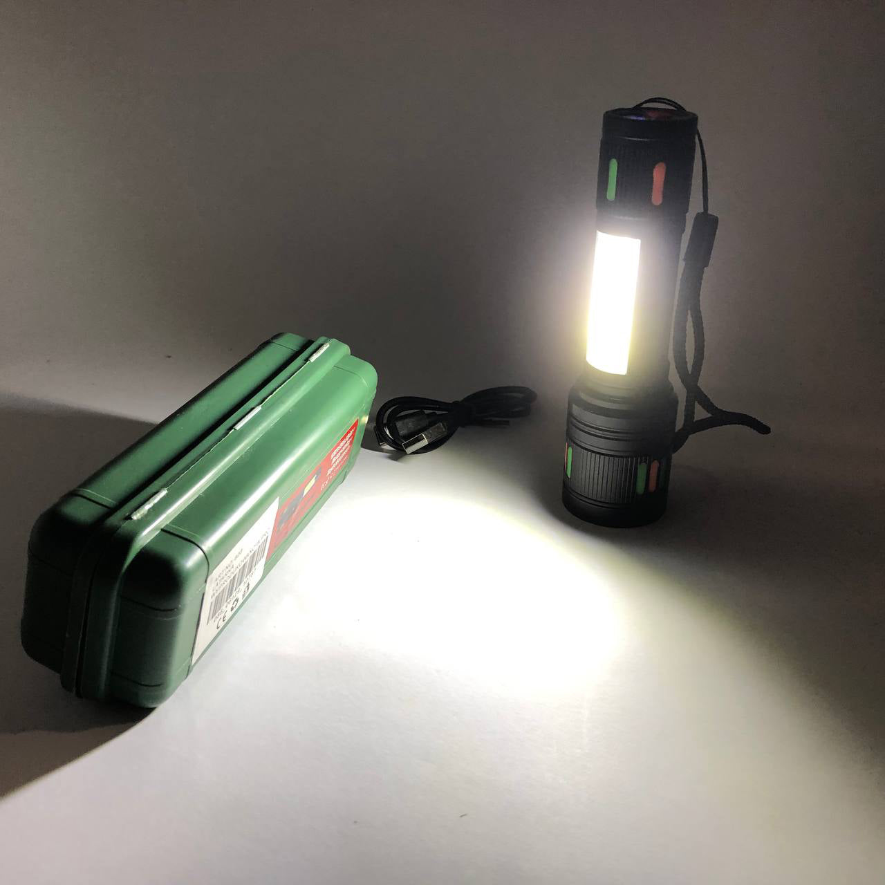 Фонарик 623-TG+COB, Переносной ручной мощный фонарь, Портативный светодиодный фонарь с зарядкой