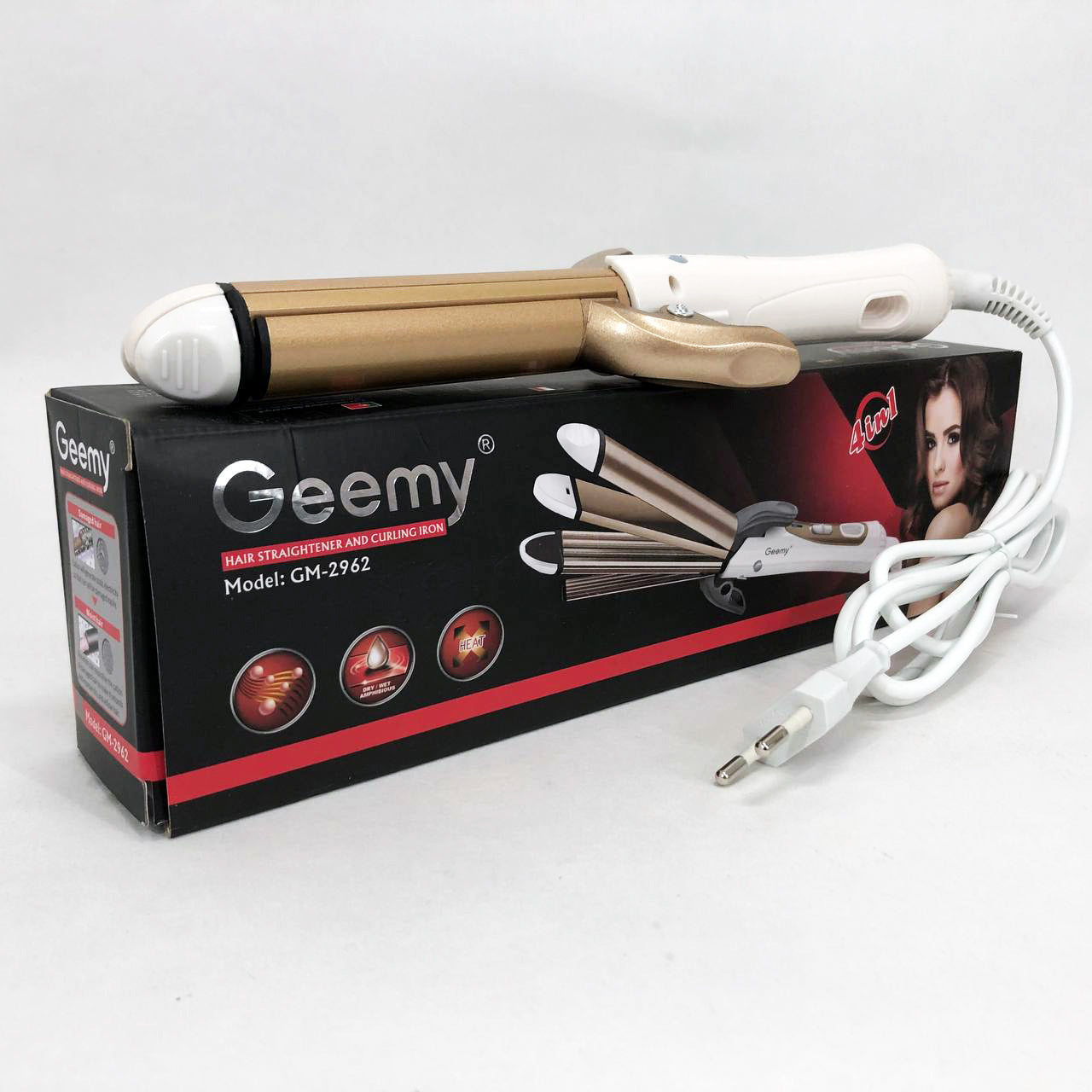 Выпрямитель для волос GEMEI GM-2962 4в1, плойка утюжок выпрямитель, профессиональный утюжок