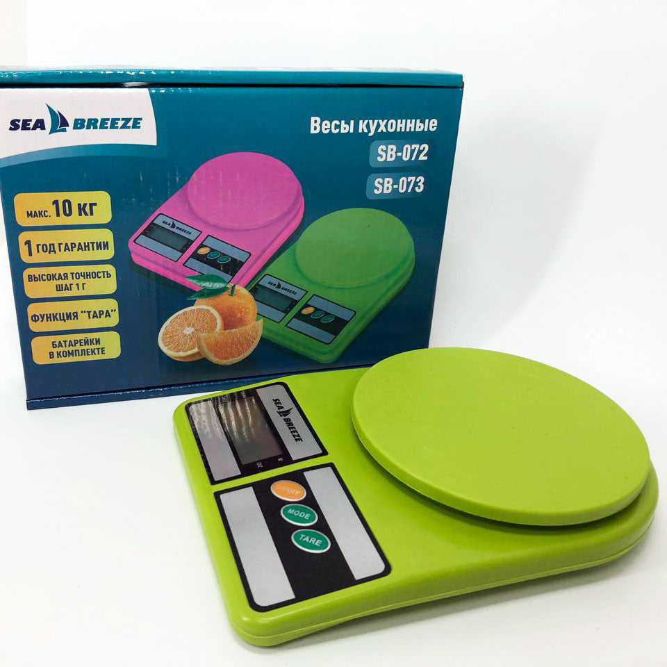 Весы кухонные SeaBreeze SB-073, Электрические кухонные весы, Точные кухонные весы. Цвет: зеленый
