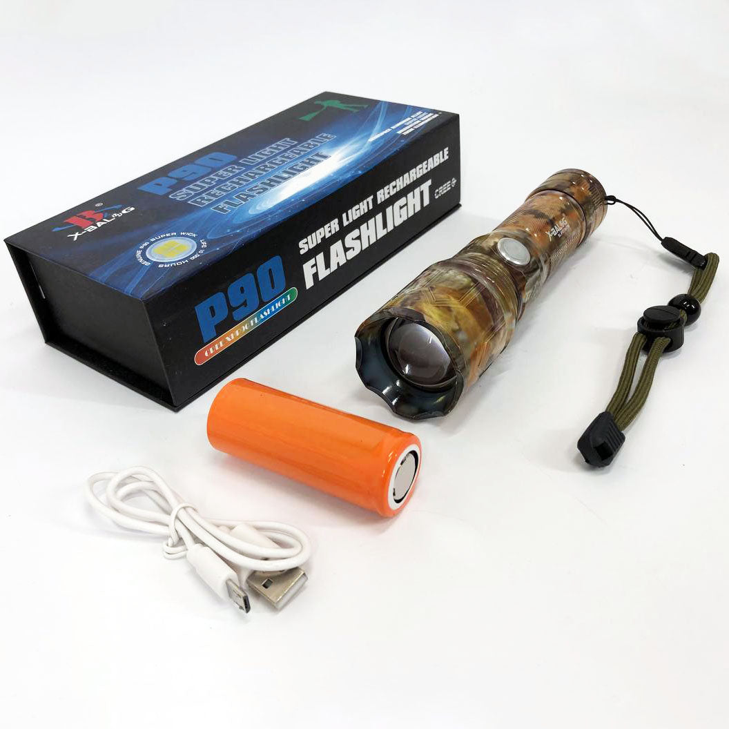 Фонарик ручной тактический Bailong BL-P511M-P90 камуфляж, супер яркий фонарик, мощный карманный фонарик