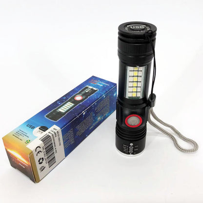 Фонарь SY-1903C-P50+SMD+RGB Alarm, ЗУ USB, карманный фонарь с usb зарядкой, сверхмощный фонарик
