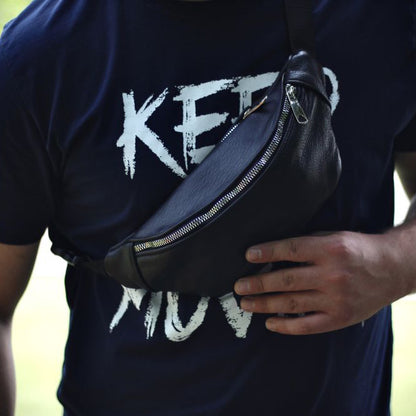 Бананка кожаная. Сумка на пояс из кожи, Универсальная сумка нагрудная, Практичная сумка на пояс