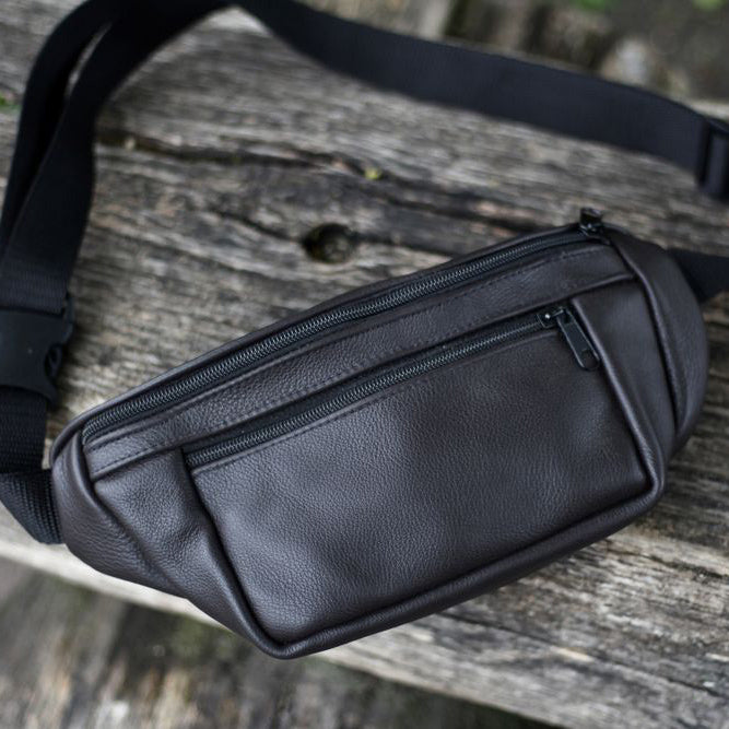 Мужская бананка из натуральной кожи, Бананка для мужчин, Бананка напоясная сумка, бананка вместительная