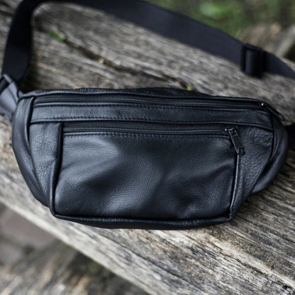Мужская бананка из натуральной кожи, Бананка для мужчин, Бананка напоясная сумка, бананка вместительная