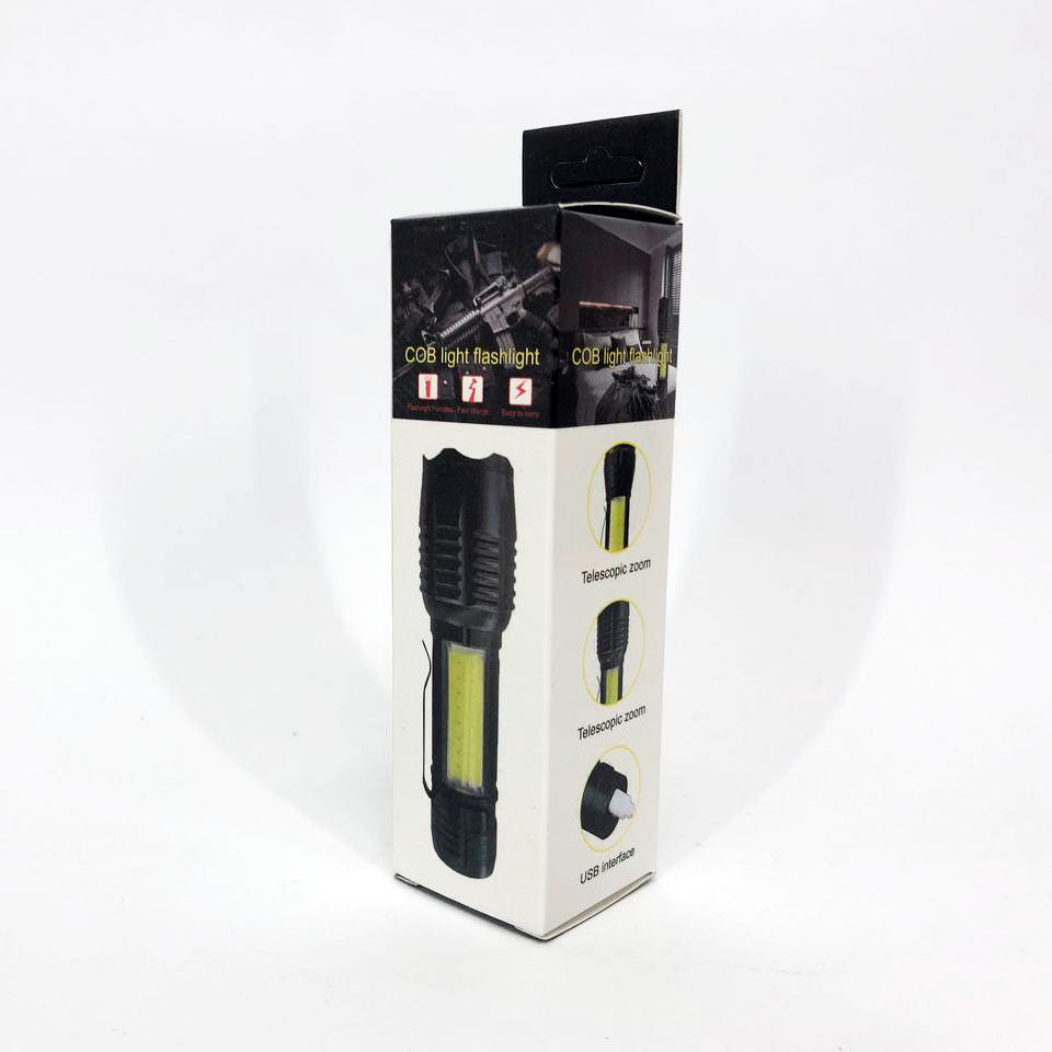 Фонарик аккумуляторный ручной Bailong BL-29 диод T6 + COB зарядка от USB, фонарик led, водонепроницаемый