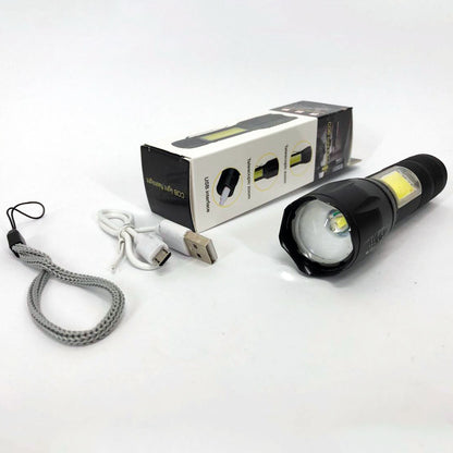 Фонарик аккумуляторный ручной Bailong BL-29 диод T6 + COB зарядка от USB, фонарик led, водонепроницаемый