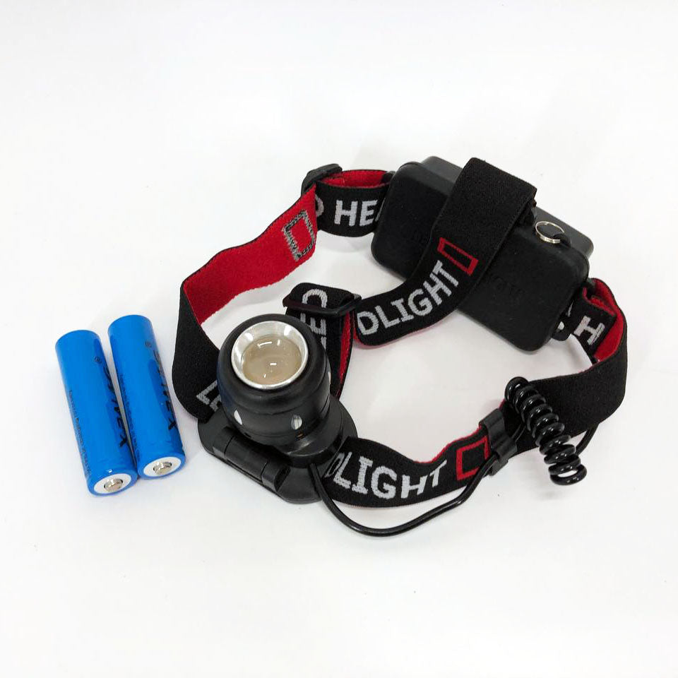 Фонарь налобный светодиодный водонепроницаемый с 2 аккумуляторами Bailong BL-T06B-P90, головной фонарик