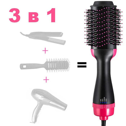 Фен Щетка расчёска 3в1 One step Hair Dryer 1000 Вт 3 режима выпрямитель для укладки волос стайлер с функцией ионизации