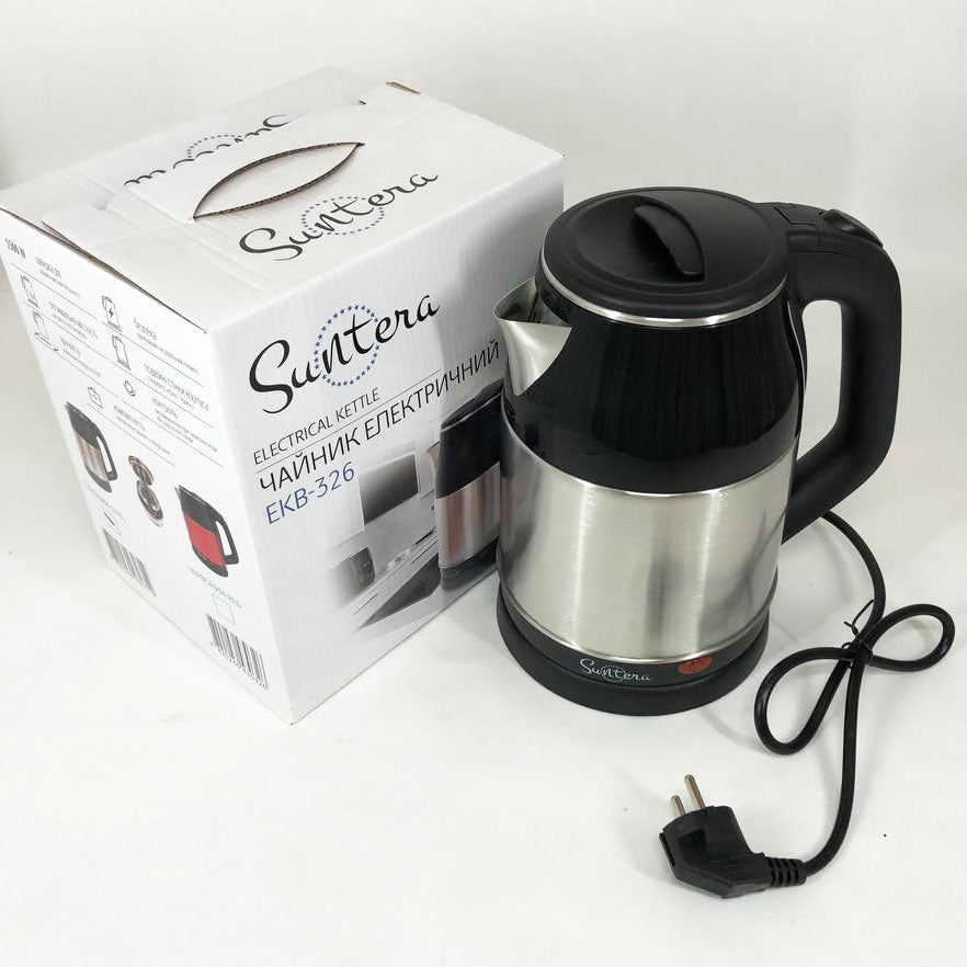 Электрочайник Suntera EKB-326S, хороший электрический чайник, электронный чайник. Цвет: серебряный