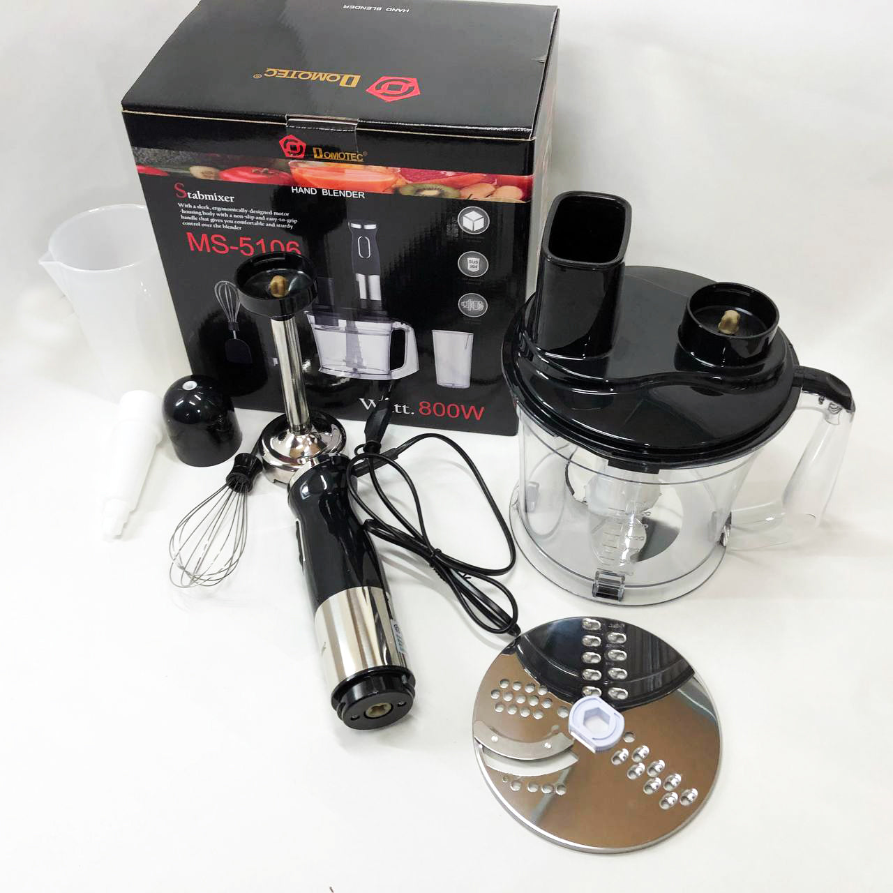Блендер погружной многофункциональный 5-в-1 Domotec MS-5106 800 W, Портативный блендер измельчитель