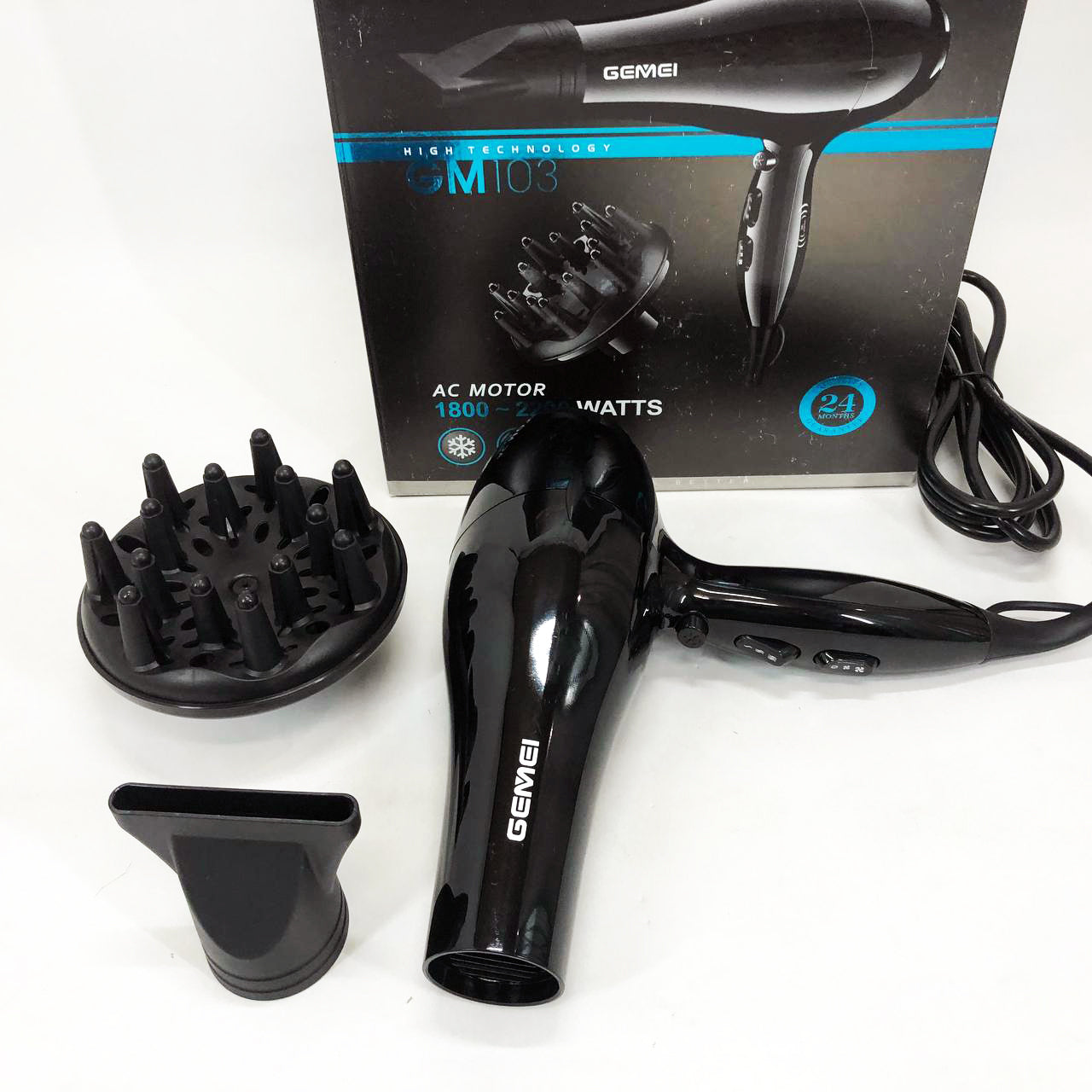 Професійний фен Gemei GM-103 2200Вт для сушіння укладання волосся режими швидкості, температури, сенсор
