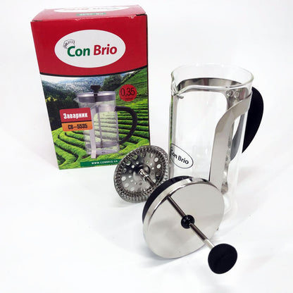Заварник 350 мл стекло + нержавеющая сталь Con Brio CB-5535, Чайник для заваривания трав красивый