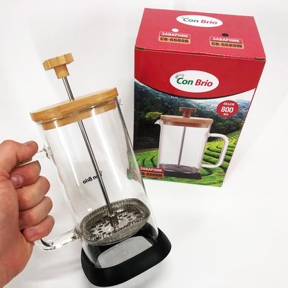 Френч-пресс Con Brio CB-6680W 800 мл, Френч-пресс с ручкой, Френч-пресс для кофе, Френч-пресс для чая