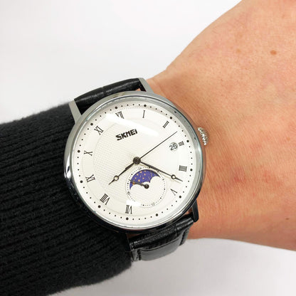 Часы наручные мужские SKMEI 9308SIBK, мужские часы стильные часы на руку, модные мужские часы круглые