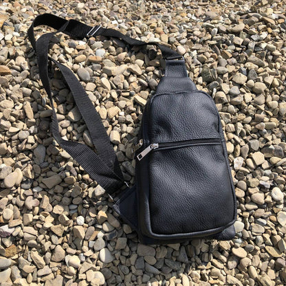 Сумка из натуральной кожи, слинг мужской черный, барсетка, кросс боди, Практичная сумка-мессенджер