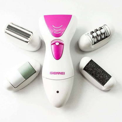 Эпилятор Gemei GM-7006 4в1 - Профеcсиональный беспроводной эпилятор бритва с насадками триммер + пемза