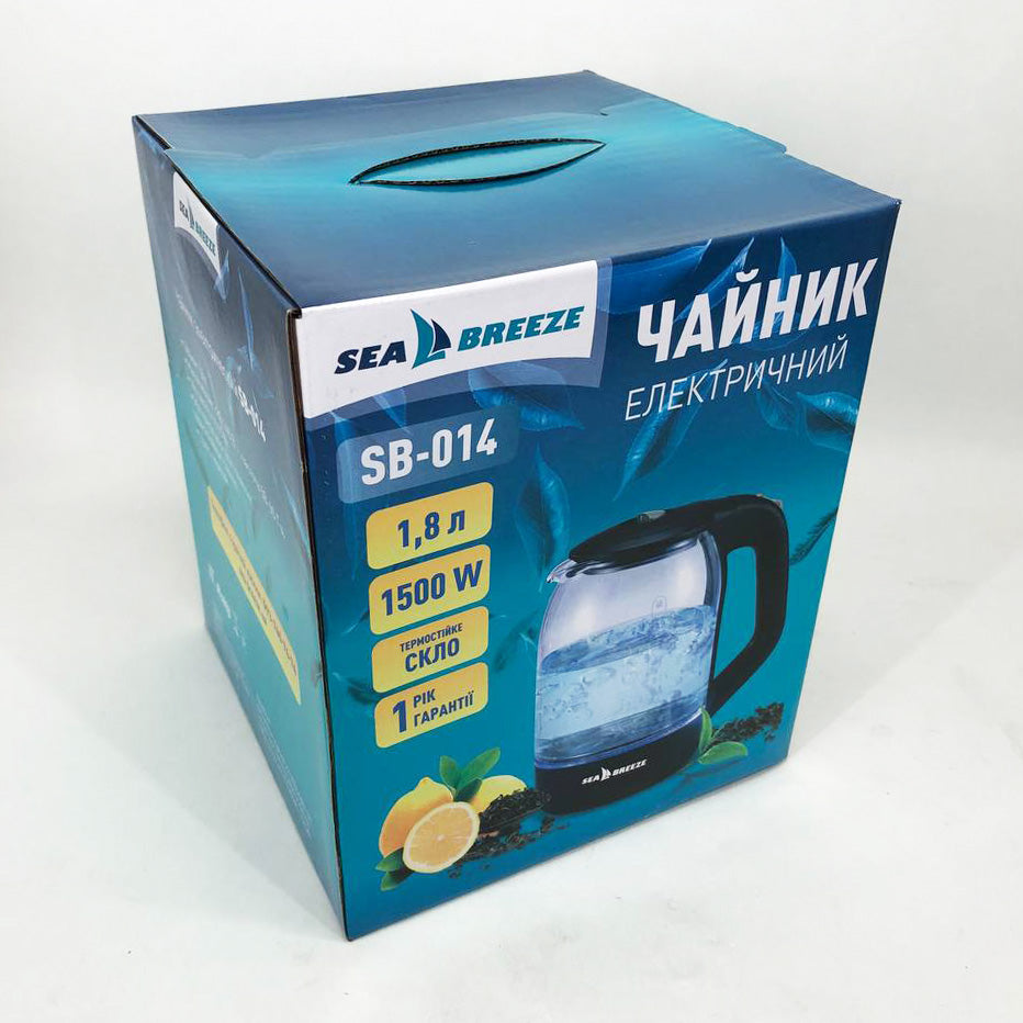 Чайник электрический SeaBreeze SB-014 1.8 л 1800 Вт, чайник прозрачный с подсветкой, электрочайник