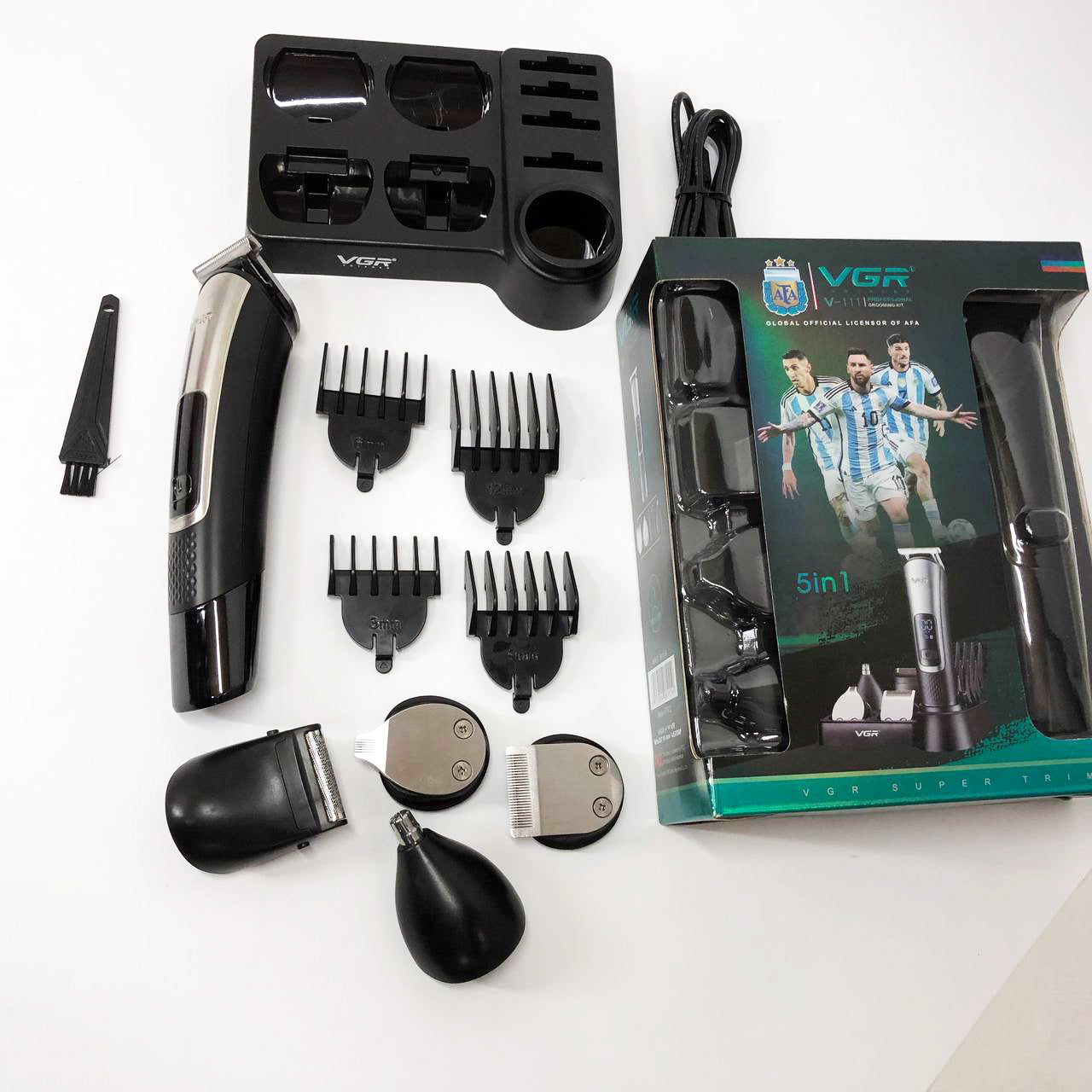Набор для стрижки VGR 5 в 1 V-111, 9 насадок, Аккумуляторный универсальный триммер для стрижки