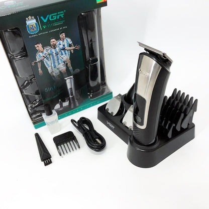 Набор для стрижки VGR 5 в 1 V-111, 9 насадок, Аккумуляторный универсальный триммер для стрижки