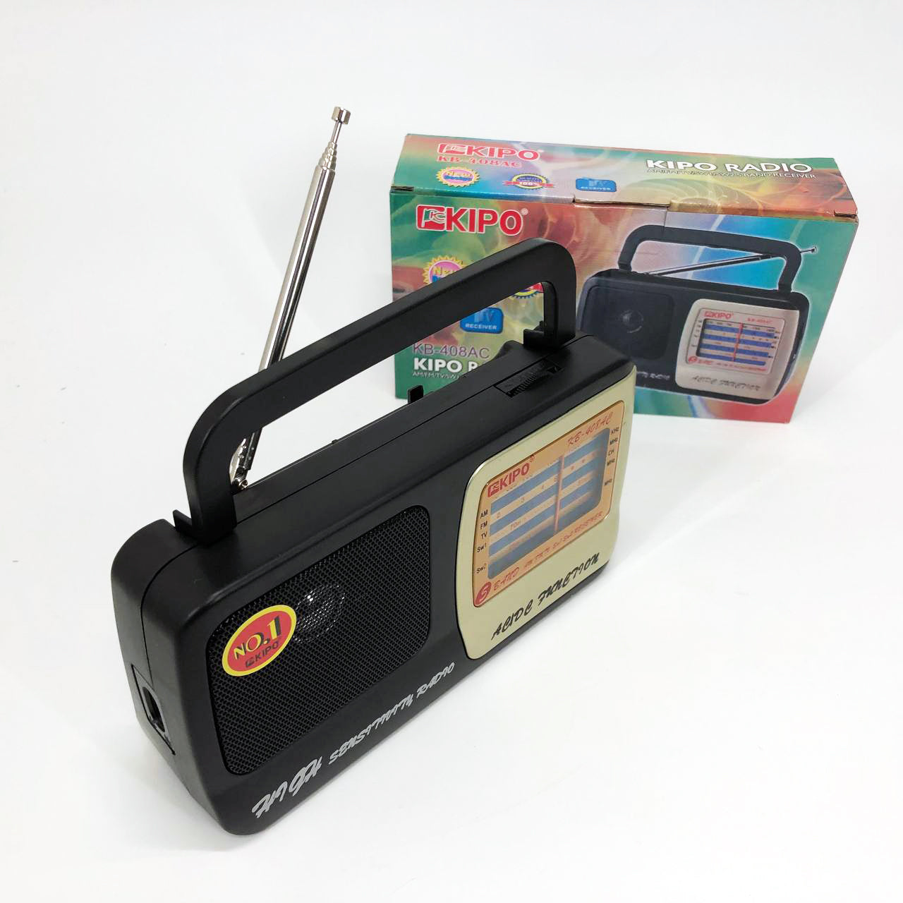 Радиоприёмник KIPO KB-408 AC мощный радио FM c usb питание от батарейки R20 или от сети