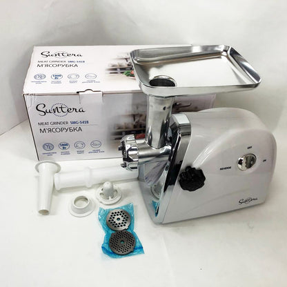Мясорубка Suntera SMG-5418W, электромясорубка для дома, мясорубка с металлическим редуктором