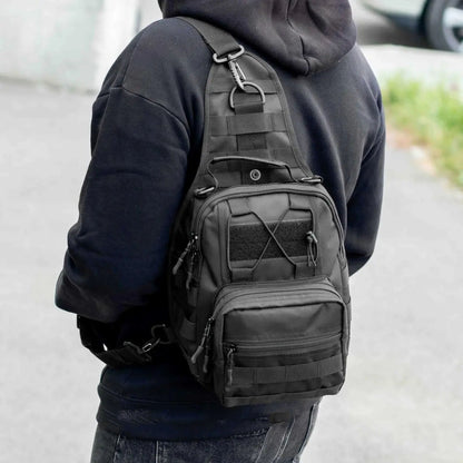 Качественная тактическая сумка, укрепленная мужская сумка рюкзак тактическая слинг. Цвет: черный