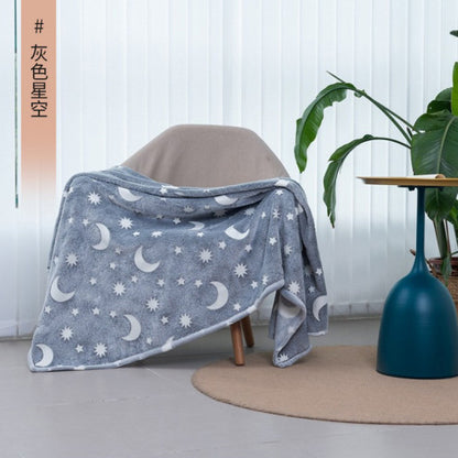Светящийся в темноте плед плюшевое покрывало Blanket kids Magic Star 150х100 см флисовое одеяло. Цвет: серый