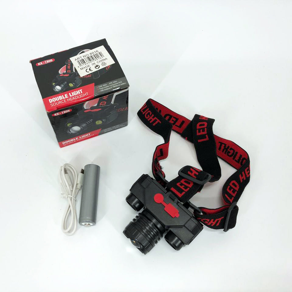 Фонарь налобный Bailong BL-1805 COB XPE аккумуляторный, фонарь на голову для рыбалки, надежный налобный