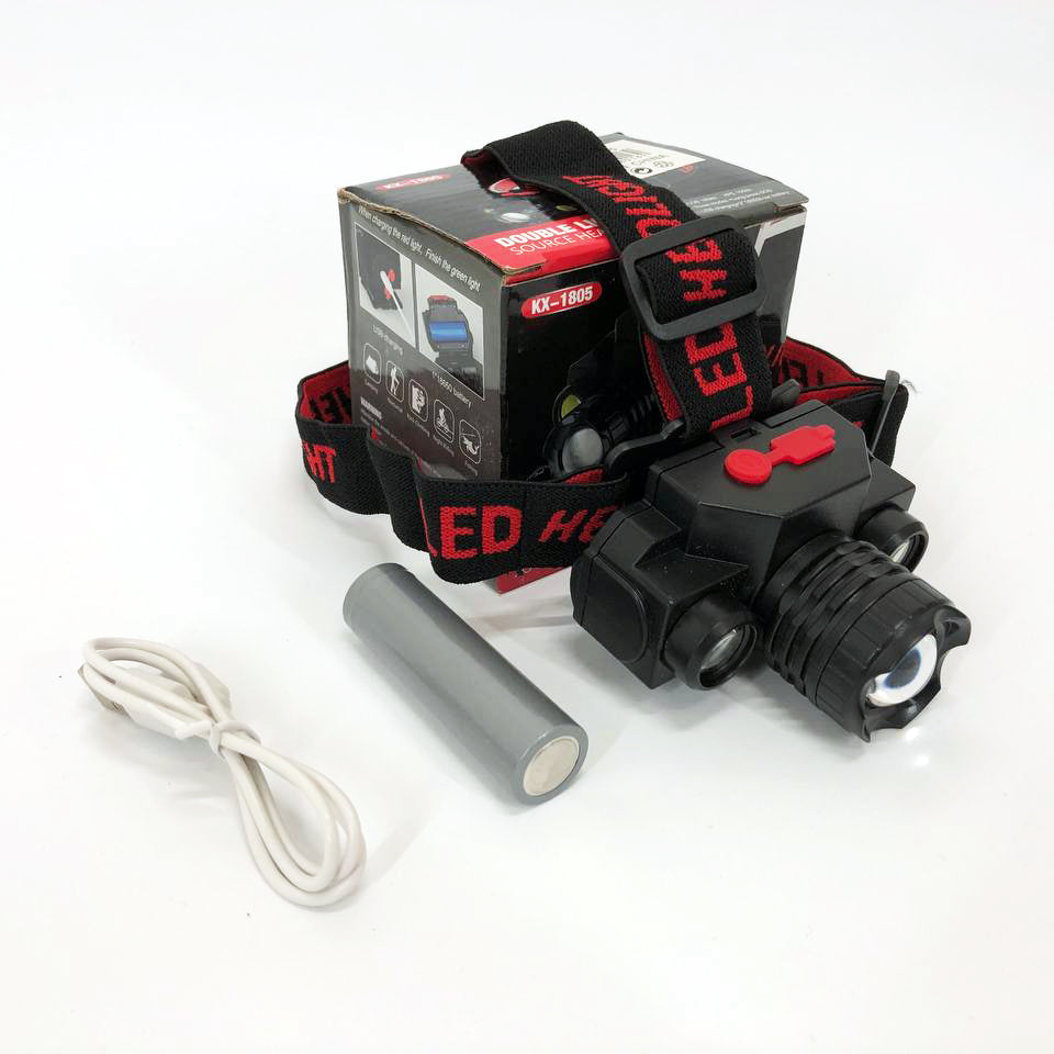 Фонарь налобный Bailong BL-1805 COB XPE аккумуляторный, фонарь на голову для рыбалки, надежный налобный