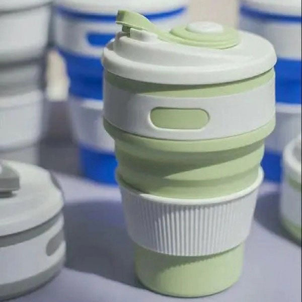 Кружка туристическая (складная/силиконовая), силиконовая складная термокружка. Цвет: зеленый