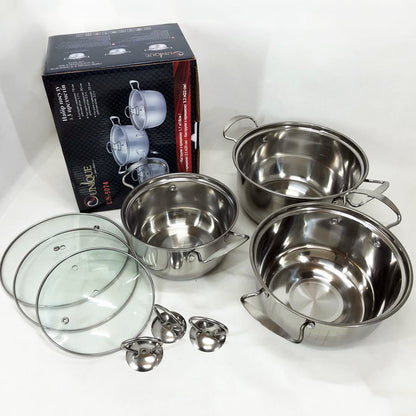 Набор кастрюль из нержавеющая стали с крышками UNIQUE UN-5074, набор посуды для электрических плит