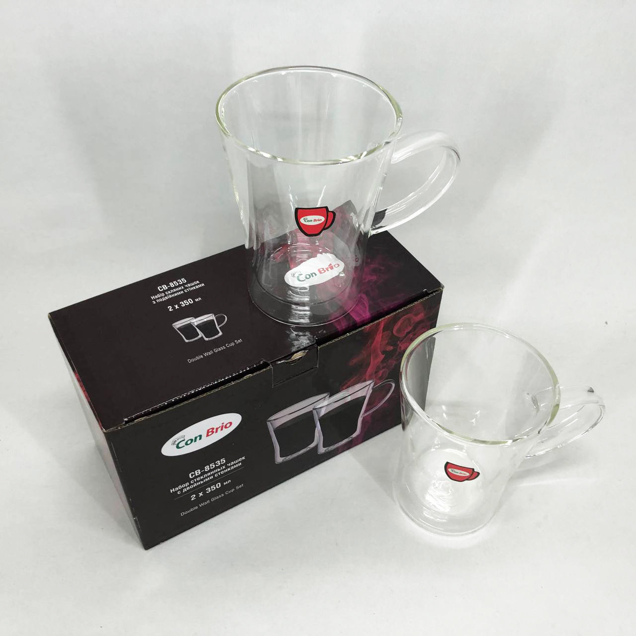 Набор кружек с двойным дном Con Brio CB-8535-2 350 мл 2 шт, чайные чашки с двойным дном