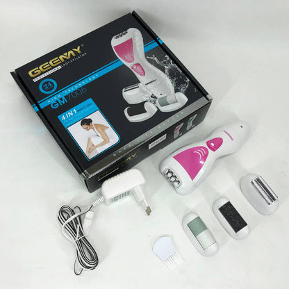Эпилятор Gemei GM-7006 4в1 - Профеcсиональный беспроводной эпилятор бритва с насадками триммер + пемза